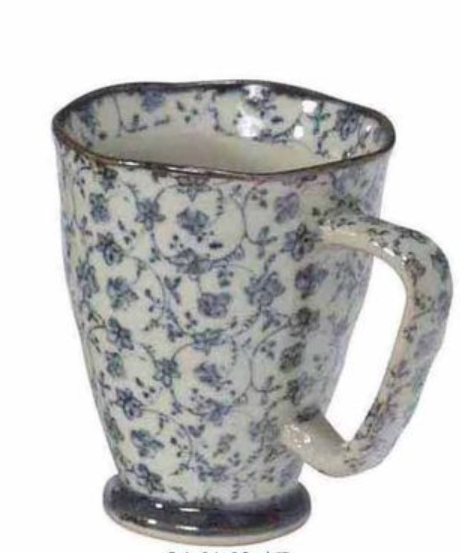 Japanische Tasse weiss/blau Blumenmuster 0.3l