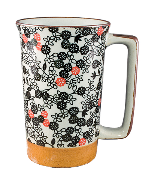 Japanischer Mug schwarze & rote Blumen 0.4l