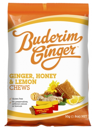 [A11710] Buderim Ginger Honey & Lemon Kaubonbons