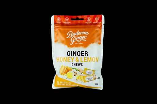 [A11710] Buderim Ginger Honey & Lemon Kaubonbons