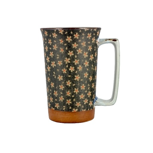 [CYS913] Japanischer Mug BLUMEN GRÜNER HINTERGRUND 0.4l